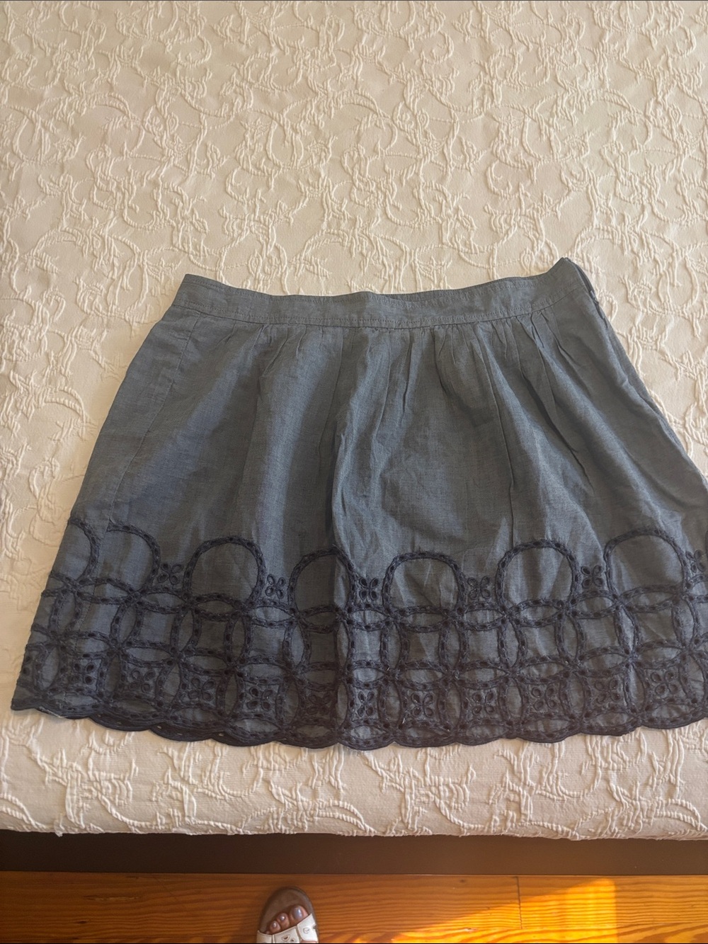 GAP Gray Embroidered Hem Circle Skirt